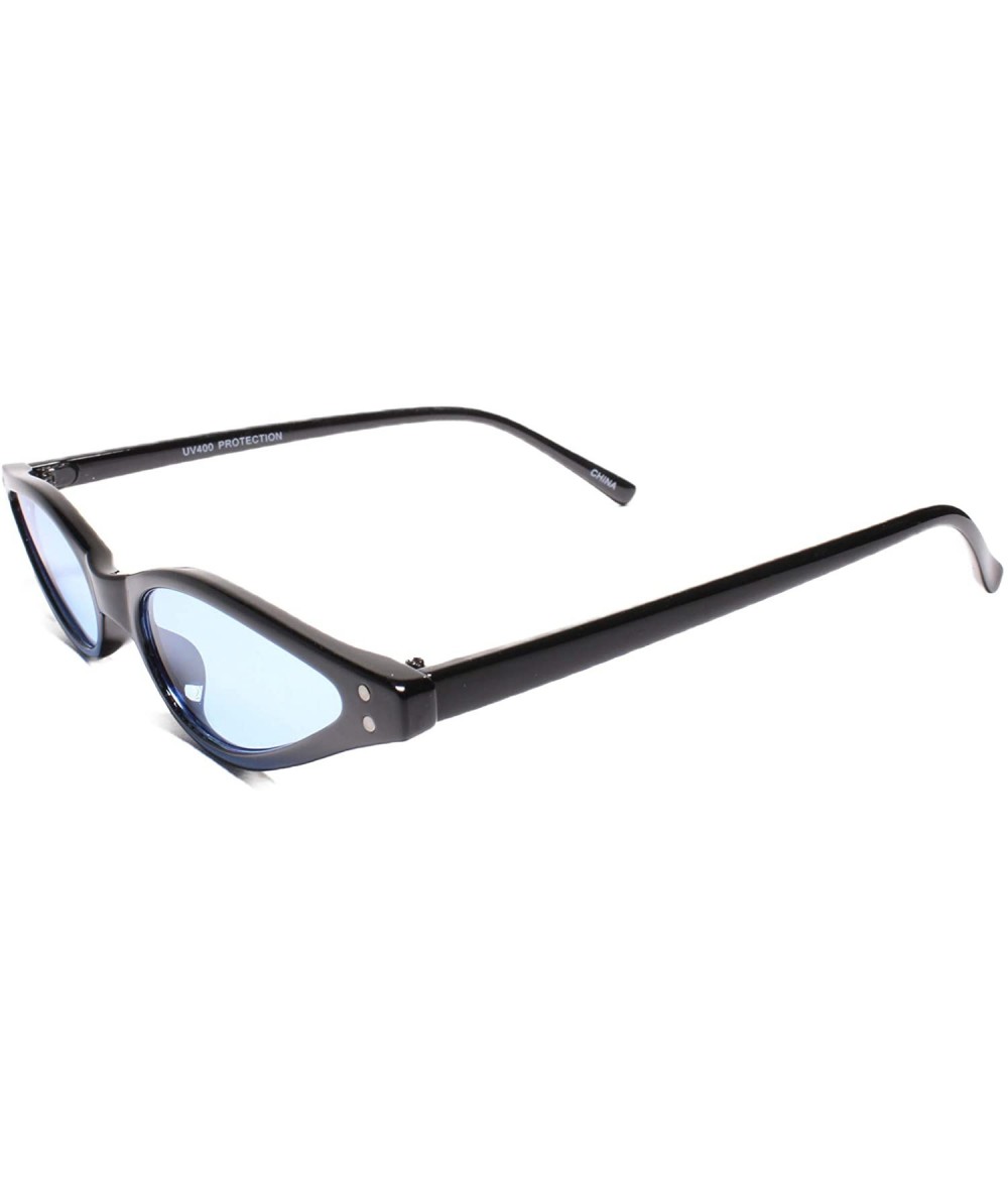 Cat Eye Stylish Womens Pointy Cat Eye Unique Narrow Slim Sunglasses - Black / Blue - CX18U3ONGG5 $12.92