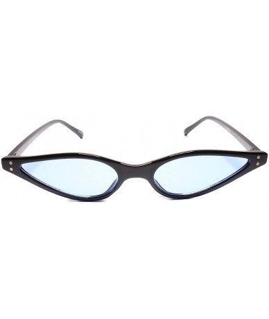 Cat Eye Stylish Womens Pointy Cat Eye Unique Narrow Slim Sunglasses - Black / Blue - CX18U3ONGG5 $12.92