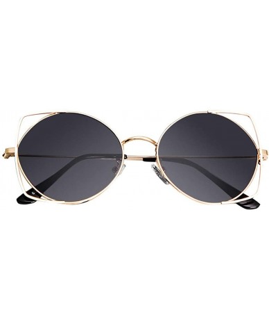 Cat Eye Sunglasses for Women - Cat Eye Mirrored Flat Lenses Metal Frame Sunglasses - Gray - C118RZZMY6X $10.83