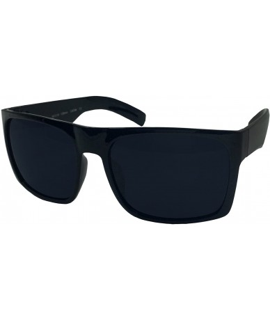 Rectangular XL Men's Big Wide Frame Black Sunglasses - Extra Large Square 148mm - C518E2WCH07 $12.68