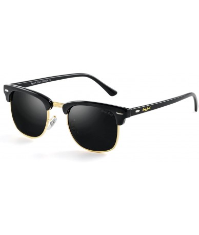 Goggle Classic Half Frame Sunglasses Fashion Eyeglasses for Men Women Ladies - Black Frame/Black Lens - CD1895SQNTU $18.43