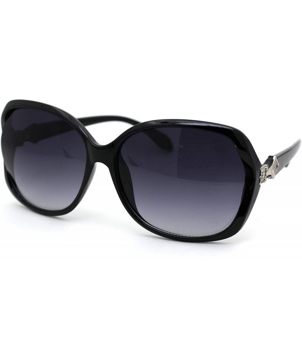 Butterfly Womens Chic Designer Fashion Luxury Butterfly Sunglasses - Black Silver Smoke - CA18Y8IDZQH $12.22