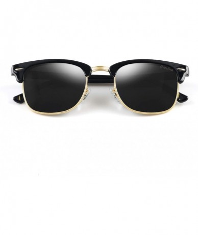 Goggle Classic Half Frame Sunglasses Fashion Eyeglasses for Men Women Ladies - Black Frame/Black Lens - CD1895SQNTU $18.43