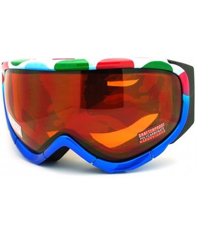 Goggle Ski Snowboard Goggles Blue Colorful Polka Dot Anti Fog Foam Padding - Blue Polka Dot - CJ11GAXYB9X $18.36