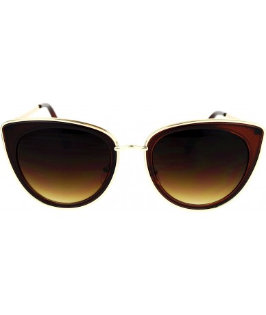 Cat Eye Womens Metal Trim Cat Eye Goth Fashion Sunglasses - All Brown - CH12MAABIQF $9.41