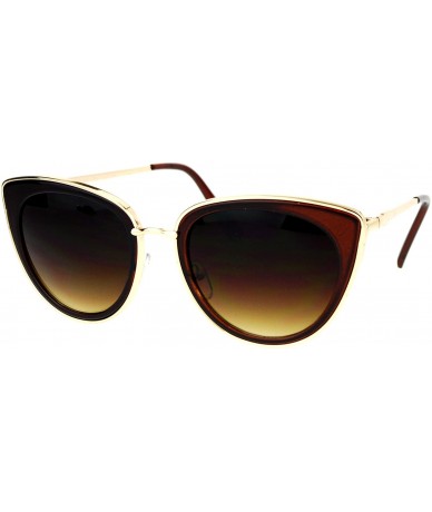Cat Eye Womens Metal Trim Cat Eye Goth Fashion Sunglasses - All Brown - CH12MAABIQF $9.41