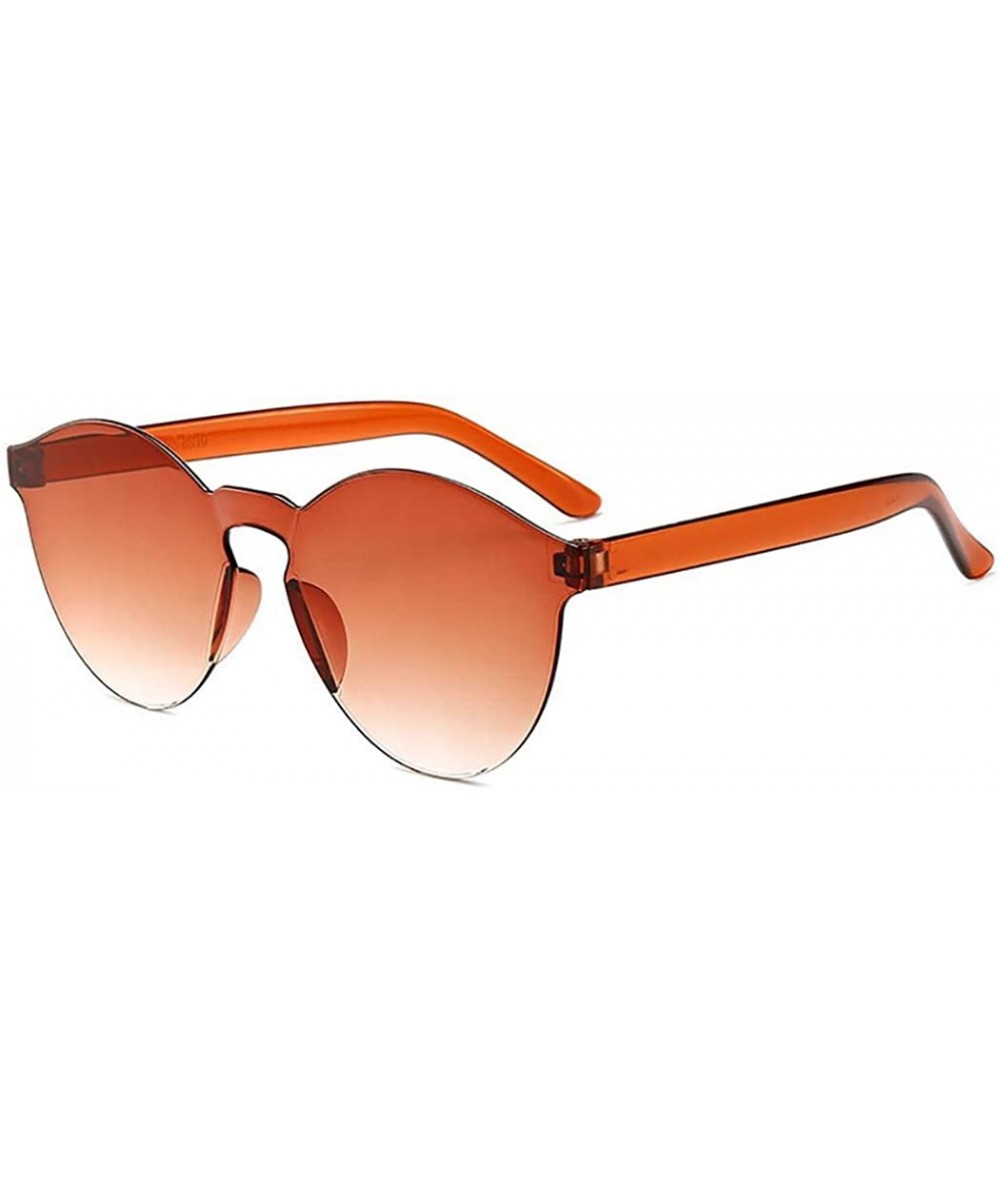 Round Unisex Fashion Candy Colors Round Outdoor Sunglasses Sunglasses - Light Brown - CA1903GGS99 $13.35