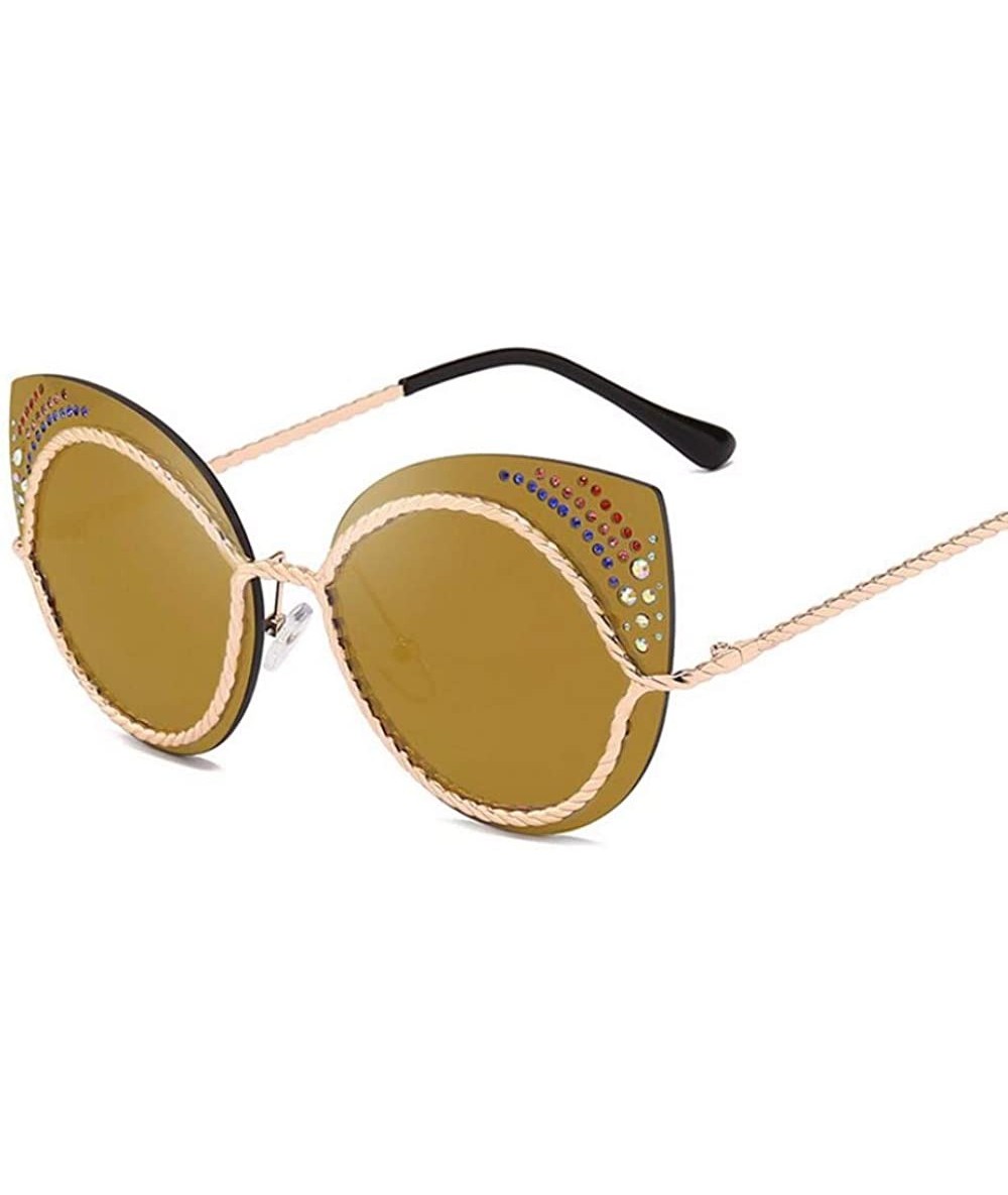 Cat Eye Women's Sunglasses Metal Fashion Cat's Eye Sunglasses - F - CZ18Q70TDK4 $31.97