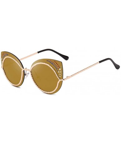 Cat Eye Women's Sunglasses Metal Fashion Cat's Eye Sunglasses - F - CZ18Q70TDK4 $31.97
