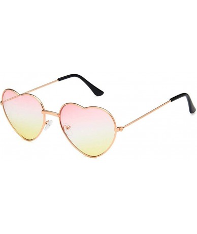 Rimless Women Cute Heart Shape Metal Frame Sunglasses with Case UV400 Protection - Gold Frame/Gradient Lens - C218WM9DADZ $42.90