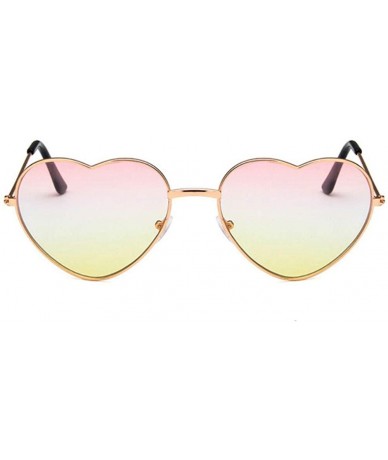 Rimless Women Cute Heart Shape Metal Frame Sunglasses with Case UV400 Protection - Gold Frame/Gradient Lens - C218WM9DADZ $23.22