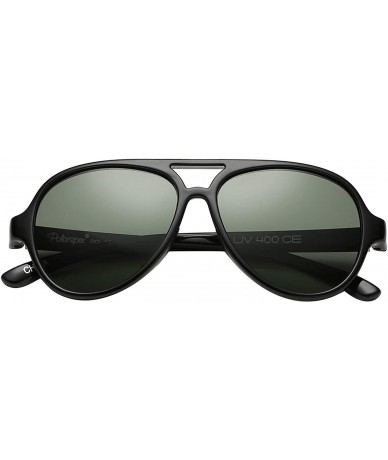 Aviator Pilot Kids Polarized Bendable Sunglasses for Boys and Girls - BPA Free - Black - Polarized Olive - CK18GL0OOWA $9.21