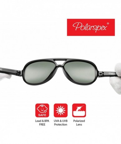 Aviator Pilot Kids Polarized Bendable Sunglasses for Boys and Girls - BPA Free - Black - Polarized Olive - CK18GL0OOWA $9.21