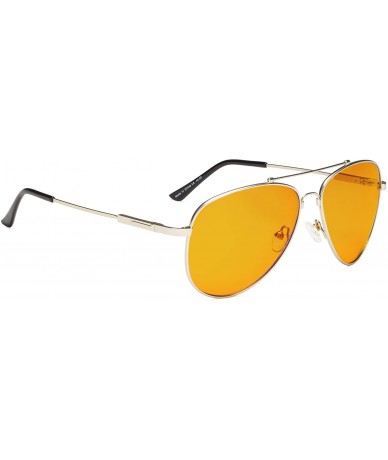 Aviator Large Memory Frame Blue Light Blocking Glasses for Men - Silver - C118IWIZAZZ $64.88