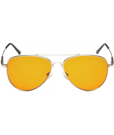 Aviator Large Memory Frame Blue Light Blocking Glasses for Men - Silver - C118IWIZAZZ $54.68