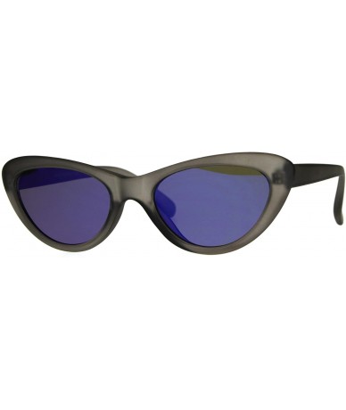 Cat Eye Womens Color Mirror Lens Goth Narrow Cat Eye Plastic Sunglasses - Grey Blue - CU189U44N7E $7.88