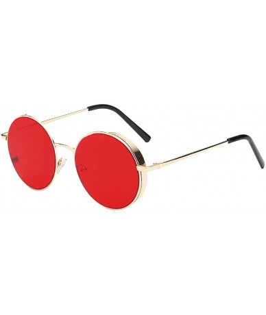 Round Classic Round Circle Mirrored Sunglasses Unisex Women Men Hippie Glasses - Style 1-red - CH18ZEZONZS $13.63