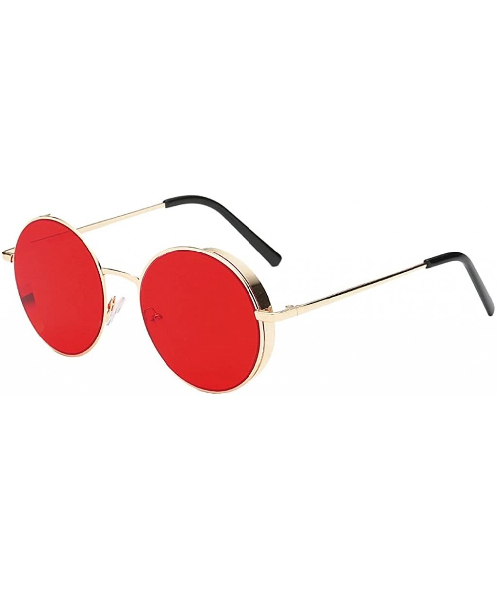 Round Classic Round Circle Mirrored Sunglasses Unisex Women Men Hippie Glasses - Style 1-red - CH18ZEZONZS $13.63