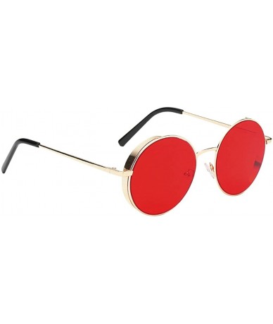 Round Classic Round Circle Mirrored Sunglasses Unisex Women Men Hippie Glasses - Style 1-red - CH18ZEZONZS $13.63