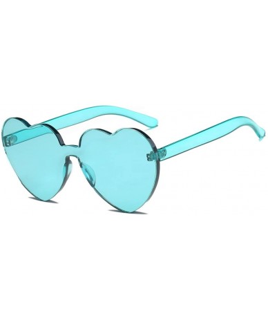 Square Large Oversized Women Cute Heart Shaped Frame Sunglasses Fashion Outdoor Eyewear Anti Uv Sunglass Green - Green - CQ18...