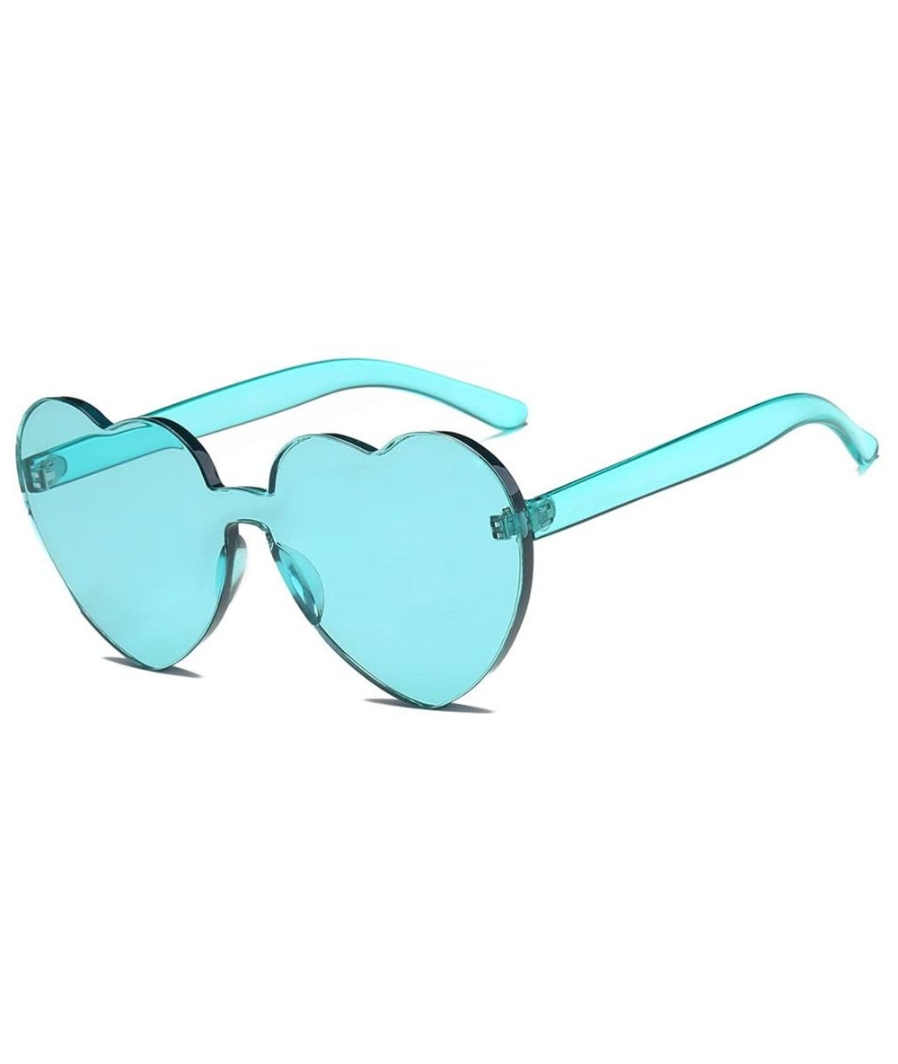 Square Large Oversized Women Cute Heart Shaped Frame Sunglasses Fashion Outdoor Eyewear Anti Uv Sunglass Green - Green - CQ18...