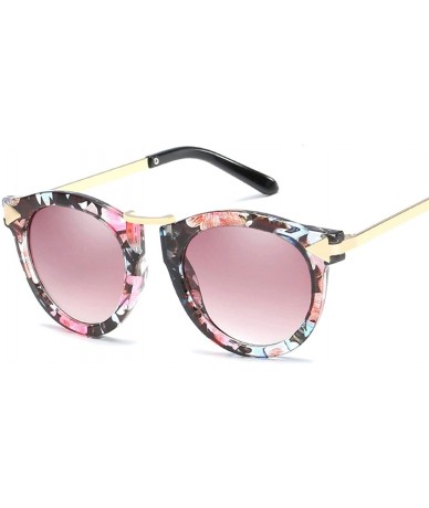 Oversized Classic Retro Round Arrow Sunglasses for Men or Women Metal PC UV400 Sunglasses - Floral - CA18T3XLZD6 $16.85