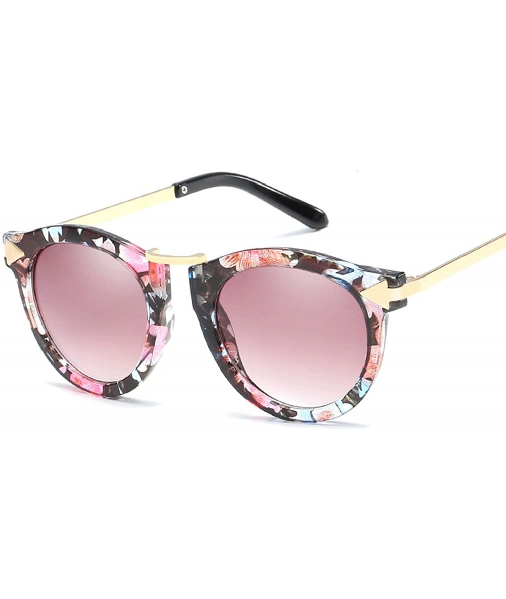 Oversized Classic Retro Round Arrow Sunglasses for Men or Women Metal PC UV400 Sunglasses - Floral - CA18T3XLZD6 $16.85