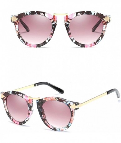 Oversized Classic Retro Round Arrow Sunglasses for Men or Women Metal PC UV400 Sunglasses - Floral - CA18T3XLZD6 $16.85