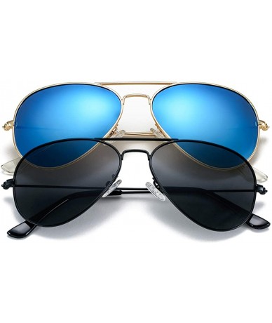 Aviator Classic Polarized Aviator Sunglasses for Men Women Mirrored UV400 Protection Lens Metal Frame - CW18S69LTR2 $17.59