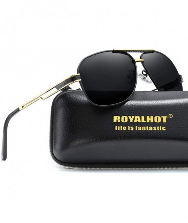 Sport Polarized Sunglasses for Men Driving Avaitor Sun Glasses Women lentes de sol - Black Gold - C3194W8AIMS $17.69