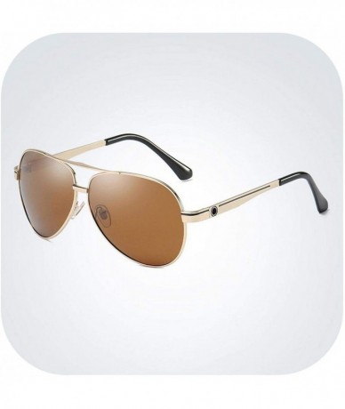 Goggle New Polarized Sunglasses Men Pilot Mens - Gold Tea - CL197Y76E5Y $19.84