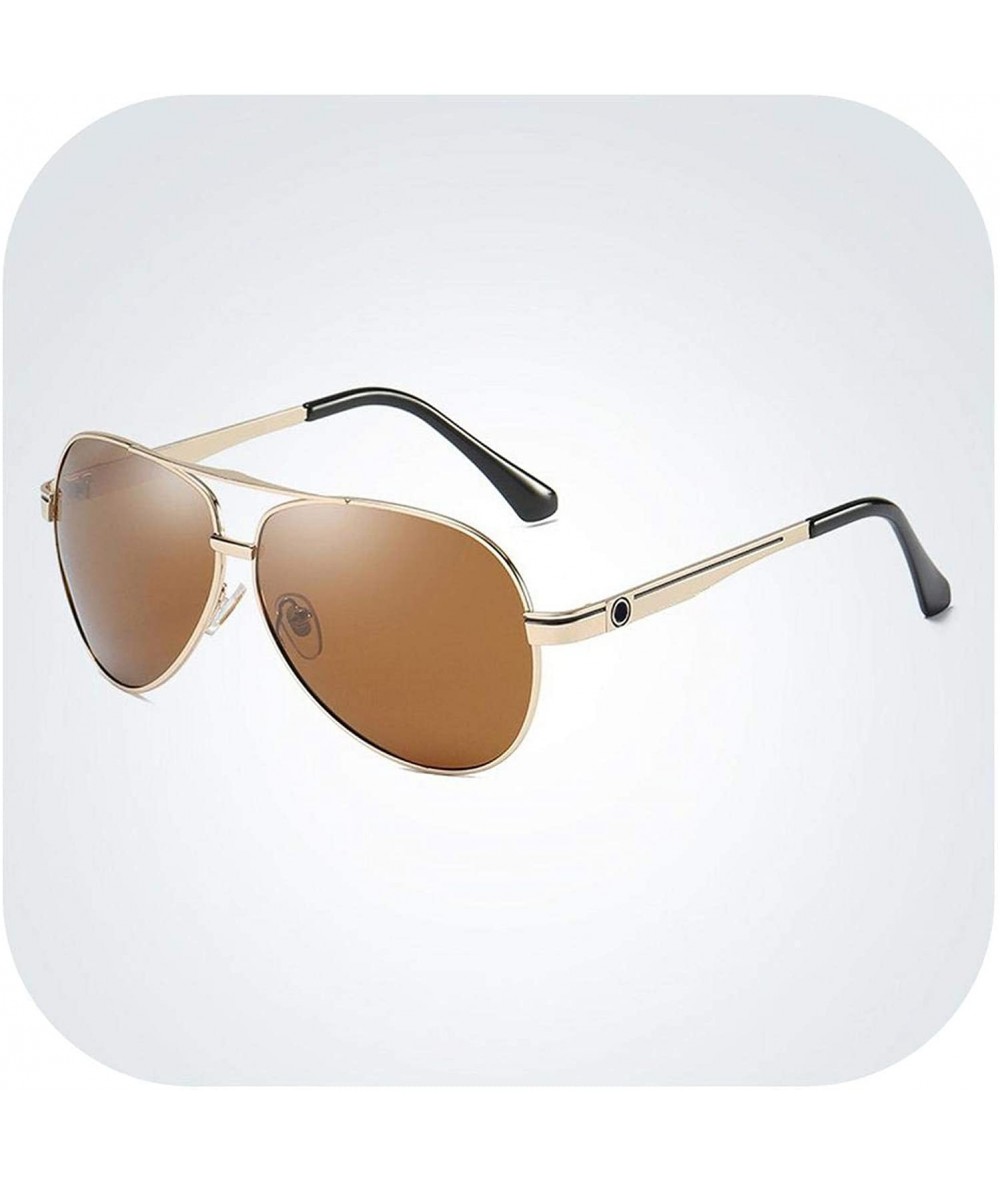 Goggle New Polarized Sunglasses Men Pilot Mens - Gold Tea - CL197Y76E5Y $41.29