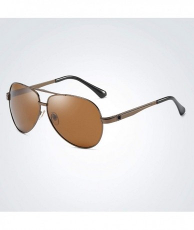 Goggle New Polarized Sunglasses Men Pilot Mens - Gold Tea - CL197Y76E5Y $41.29