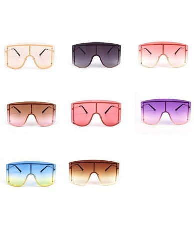 Rimless Oversize Women Sunglasses Big Frame Luxury Sun Glasses Female Cool Sexy Shield Shades Men Alloy - Double Pink - C918T...