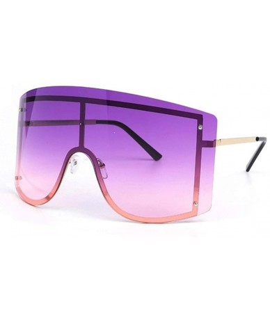 Rimless Oversize Women Sunglasses Big Frame Luxury Sun Glasses Female Cool Sexy Shield Shades Men Alloy - Double Pink - C918T...