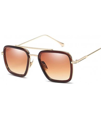 Aviator Sunglasses Men Vintage Brand Designer Coating Sun Glasses Women Gold Brown - Gold Gray - CX18Y5X84H6 $10.82