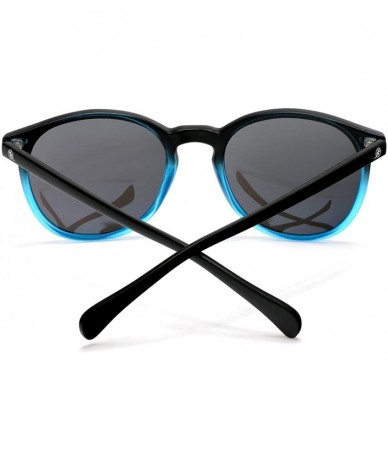 Wayfarer Polarized Round Verona Horned Rim Sunglasses - Black - CI1833OT0NG $12.38
