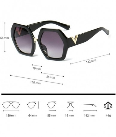 Round Extra Large Women Sunglasses Geometrical Hexagonal Bold Frame Oversized Glasses - Red - CB18WD2RRG5 $15.07