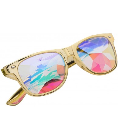 Goggle Kaleidoscope Glasses - Rainbow Rave Prism Diffraction Crystal Lens Sunglasses Goggles - Yellow - C418DWHOYNA $14.19