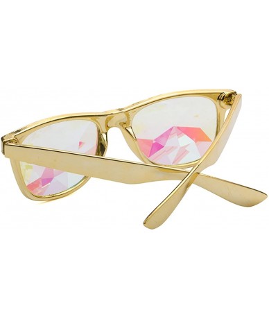 Goggle Kaleidoscope Glasses - Rainbow Rave Prism Diffraction Crystal Lens Sunglasses Goggles - Yellow - C418DWHOYNA $14.19