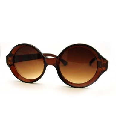 Round Unique Caved in Frame Circle Round Sunglasses Womens Fashion - Brown - CV11FTVTUNP $10.19