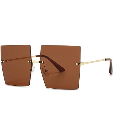 Square Rimless Sunglasses Vintage Glasses Gradient - Brown - C8198K0AXUG $25.27