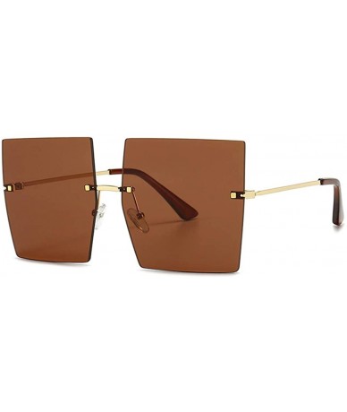 Square Rimless Sunglasses Vintage Glasses Gradient - Brown - C8198K0AXUG $15.58