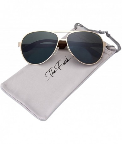Aviator Steel Leather Frame Active Lifestyle Aviator Sunglasses with Gift Box - 03-gold-crystal Grey - CO18679XDC7 $15.20