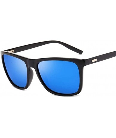 Square Polarized Sunglasses Vintage Anti Glare - Bright Black G15 - CN199G0EULE $10.29