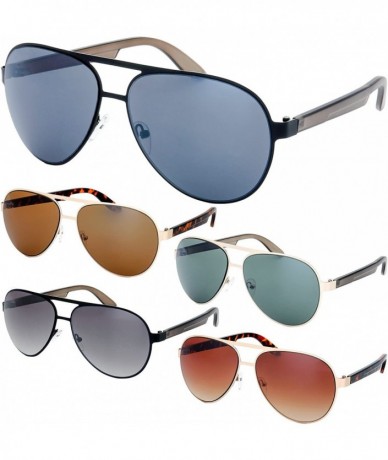 Aviator Steel Leather Frame Active Lifestyle Aviator Sunglasses with Gift Box - 03-gold-crystal Grey - CO18679XDC7 $15.20
