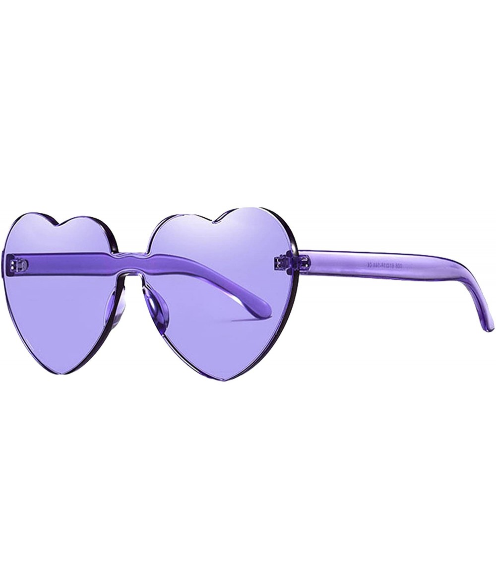 Round Womens Fashion Heart Shape Sunglasses Candy Color Glasses - Purple - CD18Q9OTE5T $11.49