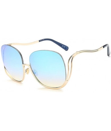 Oval Oval Rimless Sunglasses Women Fashion Retro Sun Glasses Female Metal Frame Gradient Oculos UV400 - C8 Gold Clear - CM199...