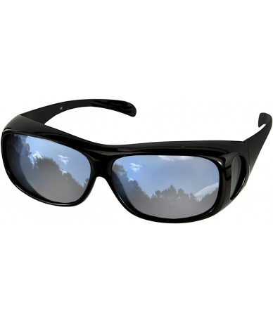 Goggle Sunglasses Wear Over Prescription Glasses-Large Slim - Polarized - Black Mirror - CG11LPTTOLD $32.37