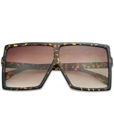 Oversized Big XL Large Oversized Super Flat Top Square Two Tone Color Fashion Sunglasses - Brown Gradient - CB18D9RAAQD $26.36